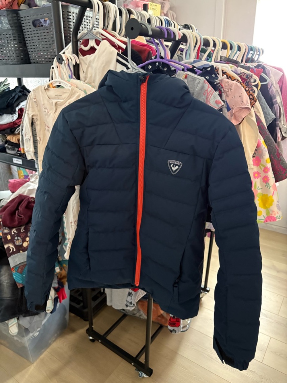 Rossignol Navy Jacket with Orange Zipper and Red Patch 255$ value